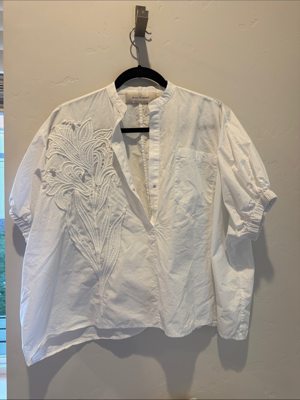 Silvia Tcherassi White Embroidered Cotton Blouse